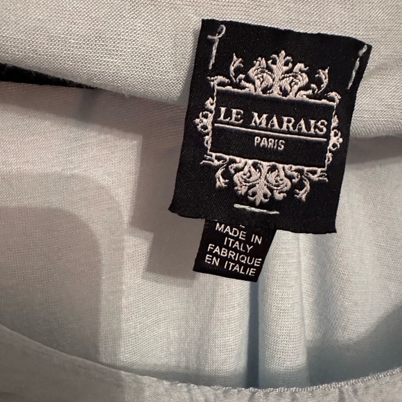 Le marais Paris silk blend tunic top blouse L large sky blue - Picture 12 of 14